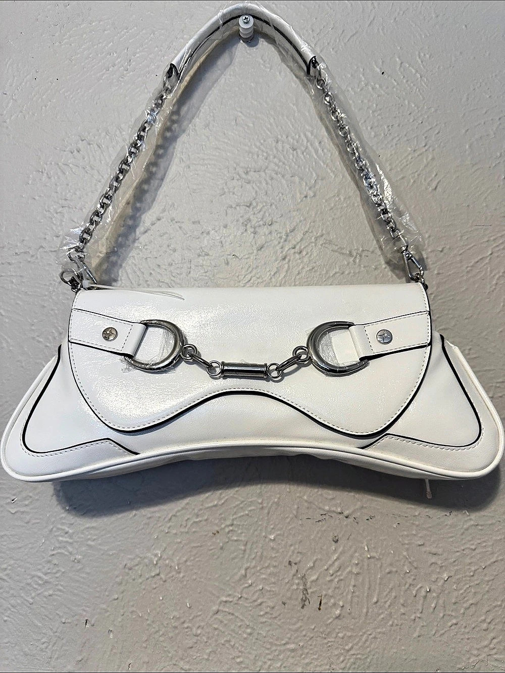 Paris Hilton Chain Shoulder Bag in White NWT